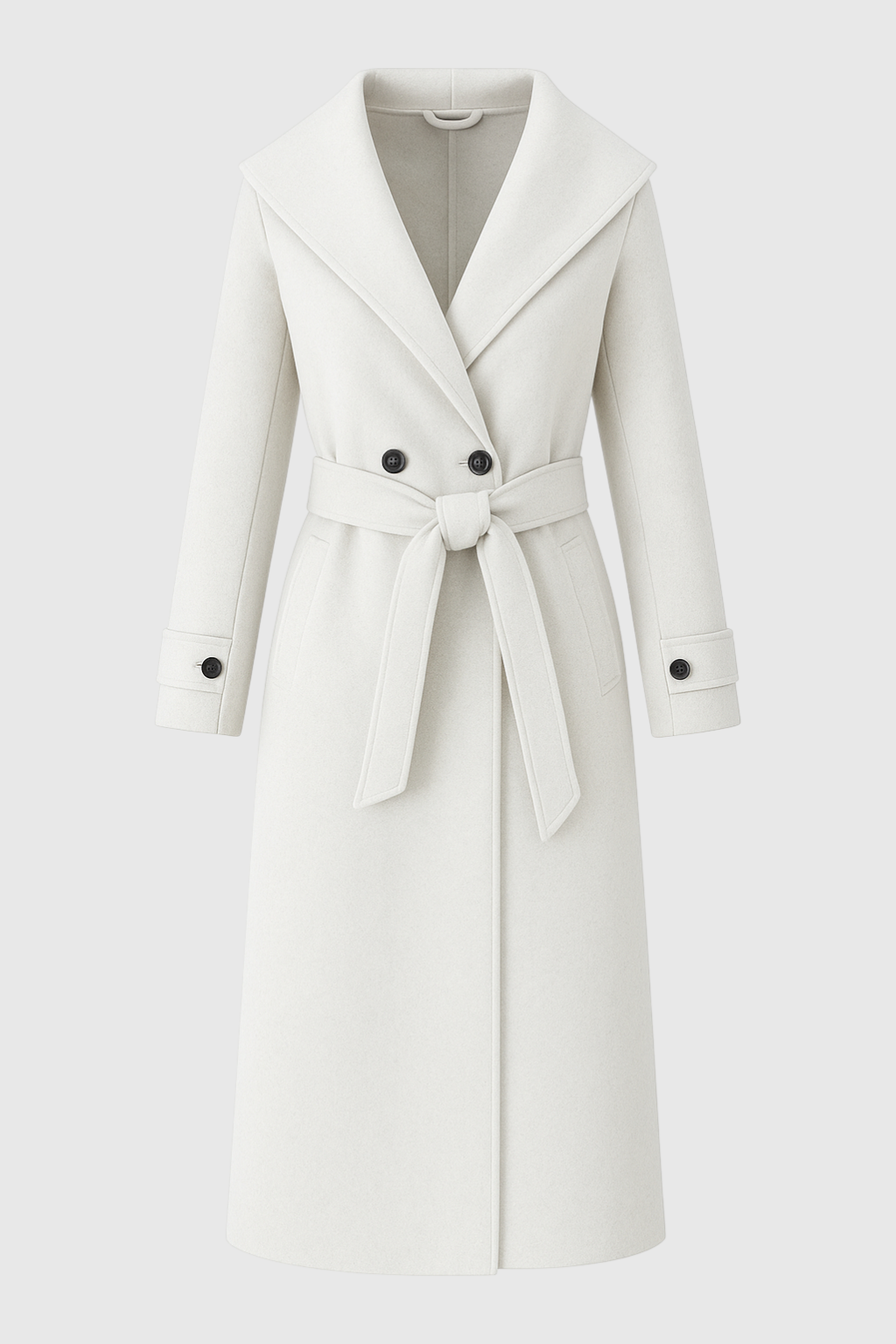 Coat : Long Beige Coat with Hood in Beige van Vanda Liamo