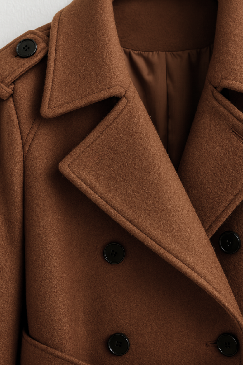 Coat : Long Brown Women's Coat with Belt in van Vanda Liamo