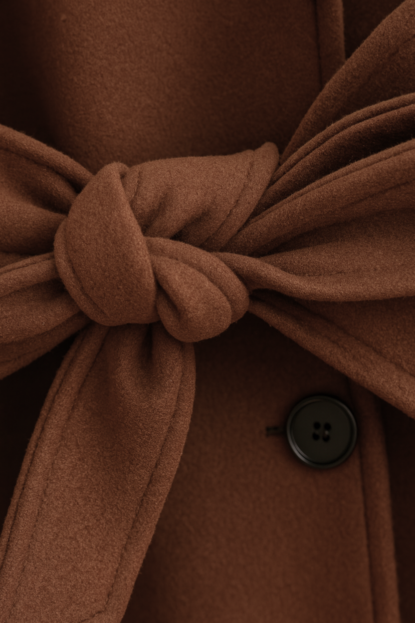 Coat : Long Brown Women's Coat with Belt in van Vanda Liamo