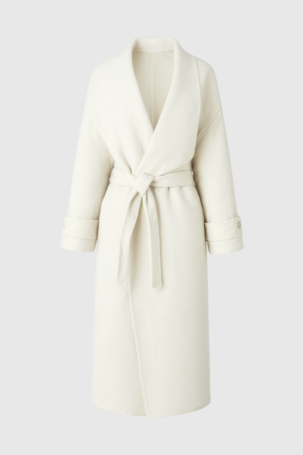 Coat : Women's Long Beige Winter Coat - Warm & Stylish Outerwear in Beige van Vanda Liamo
