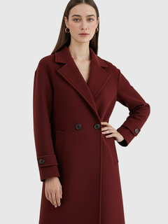 Long Women's Burgundy Coat