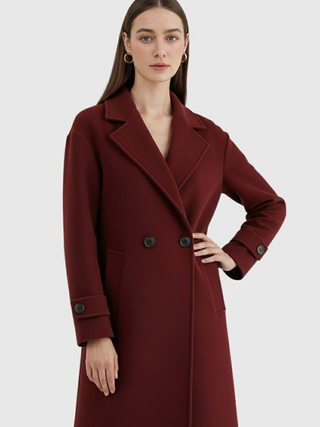 Long Women's Burgundy Coat