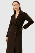 Women's Long Dark Brown Winter Coat - Warm & Stylish Outerwear