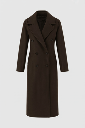 Coat : Women's Long Dark Brown Winter Coat - Warm & Stylish Outerwear in Dark Brown van Vanda Liamo