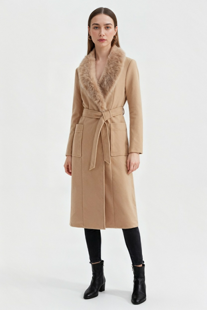 Coat : Women's Long Belted Winter Puffer Coat - Warm & Stylish Outerwear in van Vanda Liamo