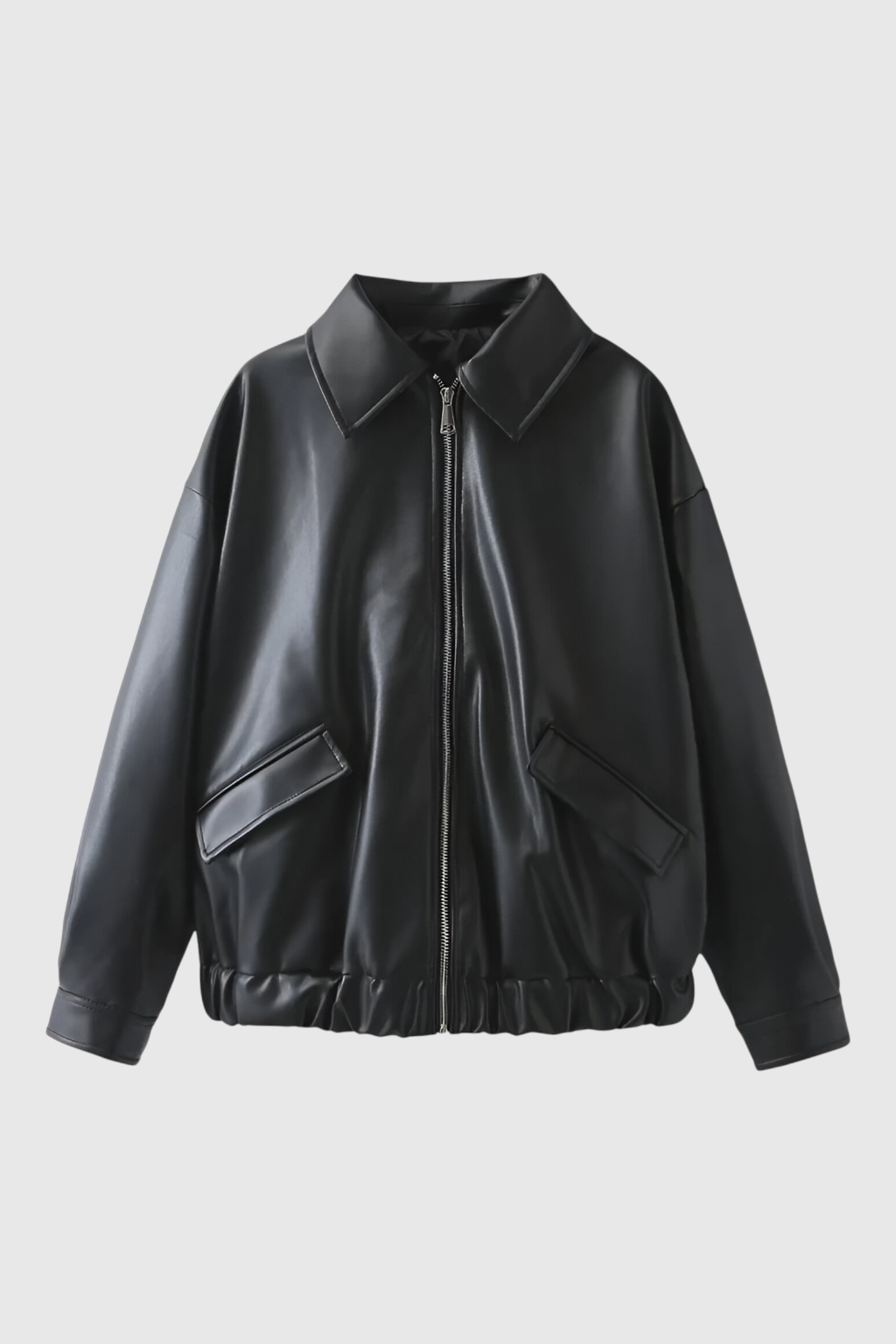 Jacket : Women's Black Faux Leather Moto Jacket - Lightweight, Everyday Style in Black van Vanda Liamo