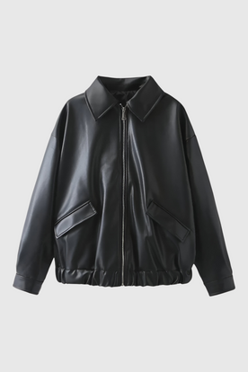 Jacket : Women's Black Faux Leather Moto Jacket - Lightweight, Everyday Style in Black van Vanda Liamo