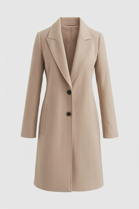 Coat : Long Women's Khaki Winter Coat in Khaki van Vanda Liamo