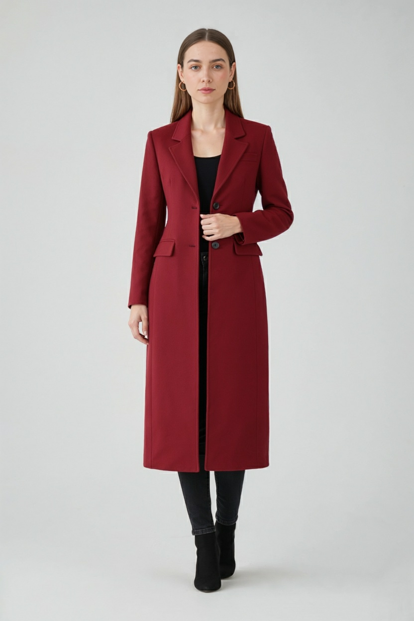 Coat : Long Women's Red Coat in van Vanda Liamo