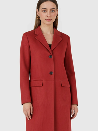 Women's Red Long Anti-Suede Coat