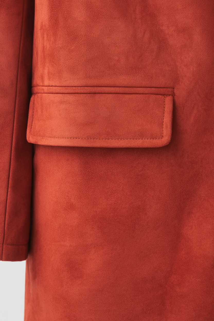 Coat : Women's Red Long Anti-Suede Coat in van Vanda Liamo
