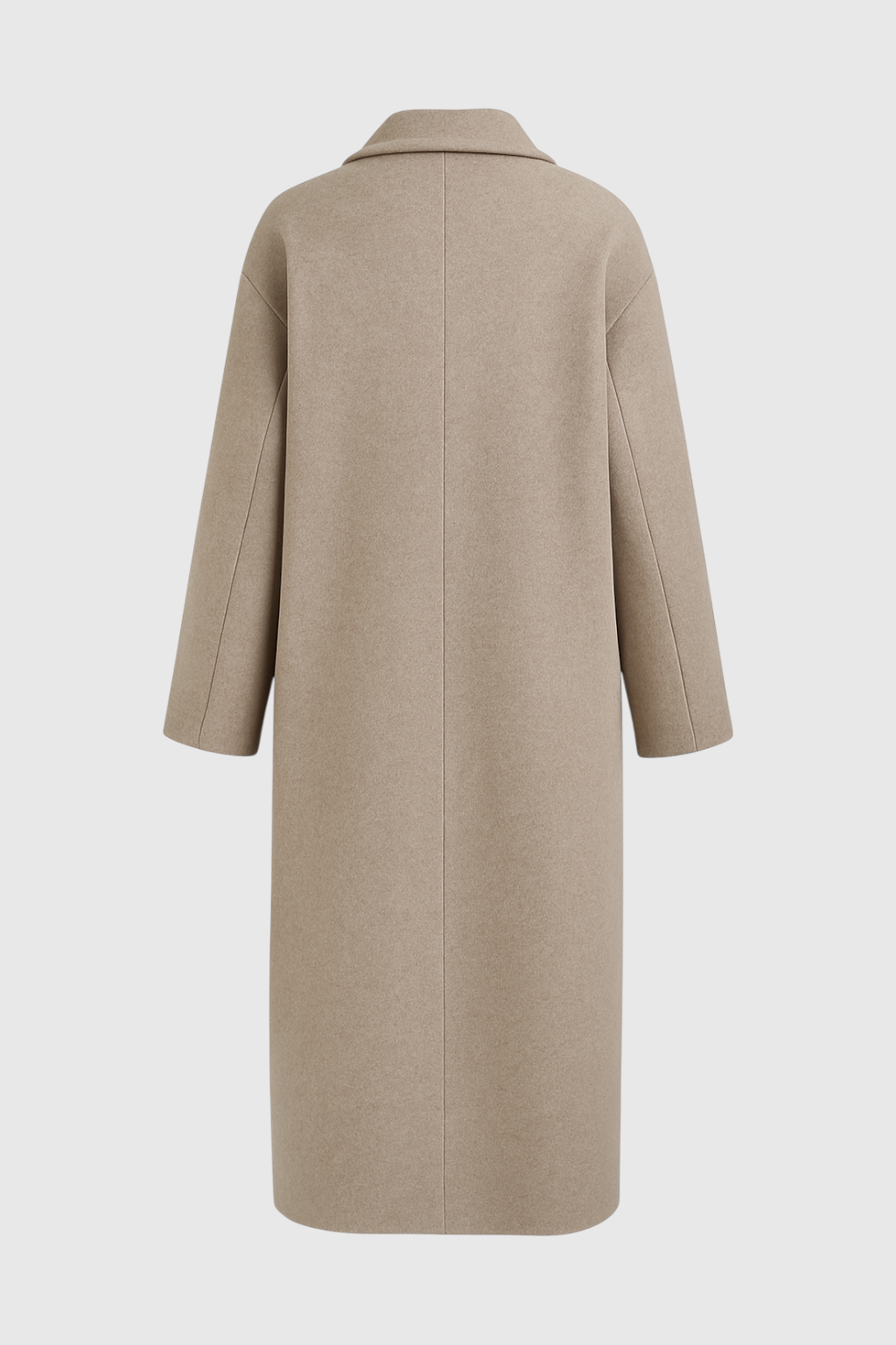 Coat : Women's Long Khaki Double-Breasted Coat with Flip Collar in van Vanda Liamo