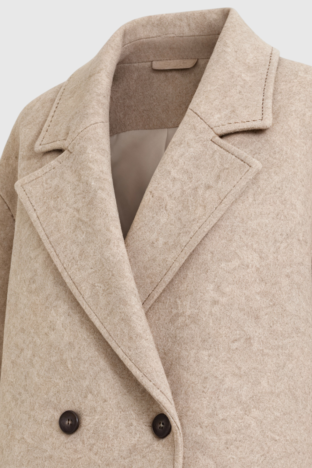 Coat : Women's Long Khaki Double-Breasted Coat with Flip Collar in van Vanda Liamo