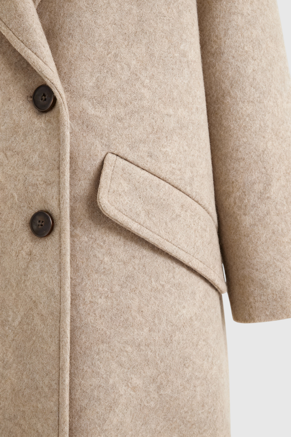 Coat : Women's Long Khaki Double-Breasted Coat with Flip Collar in van Vanda Liamo