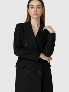 Women's Long Black Polyester Puffer Winter Coat with Hood