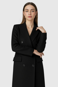 Women's Long Black Polyester Puffer Winter Coat with Hood