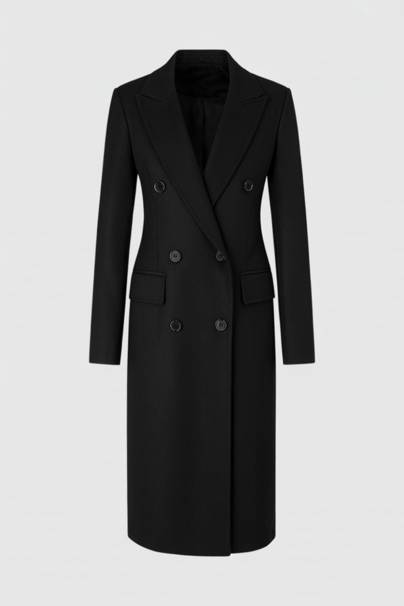Coat : Women's Long Black Polyester Puffer Winter Coat with Hood in Black van Vanda Liamo