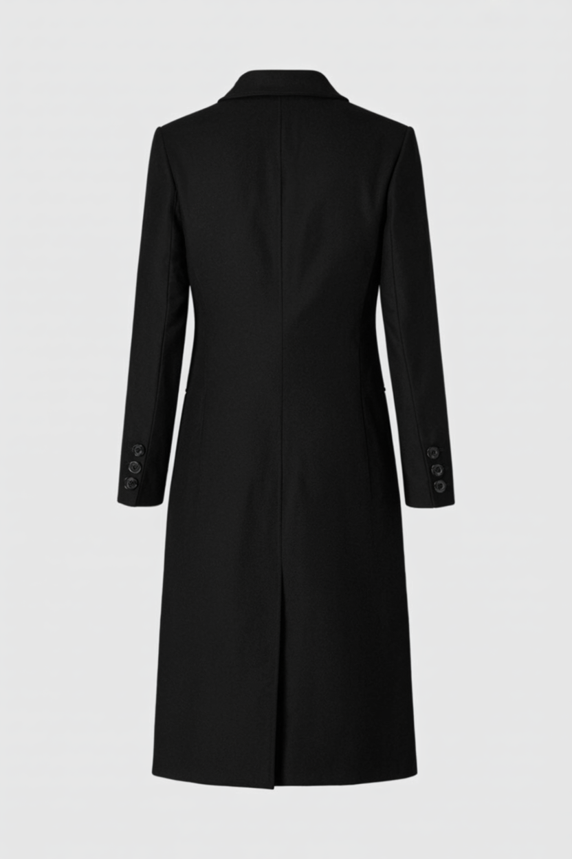 Coat : Women's Long Black Polyester Puffer Winter Coat with Hood in van Vanda Liamo