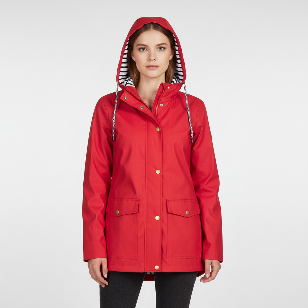 Women's Lightweight Hooded Jacket with Striped Lining