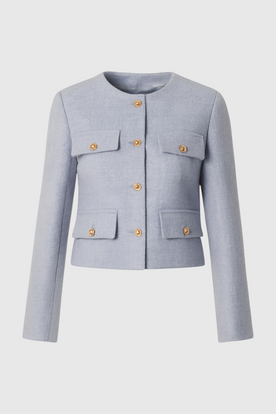 Jacket : Women's Light Blue Jacket - Warm Winter Short Coat in Light Blue van Vanda Liamo