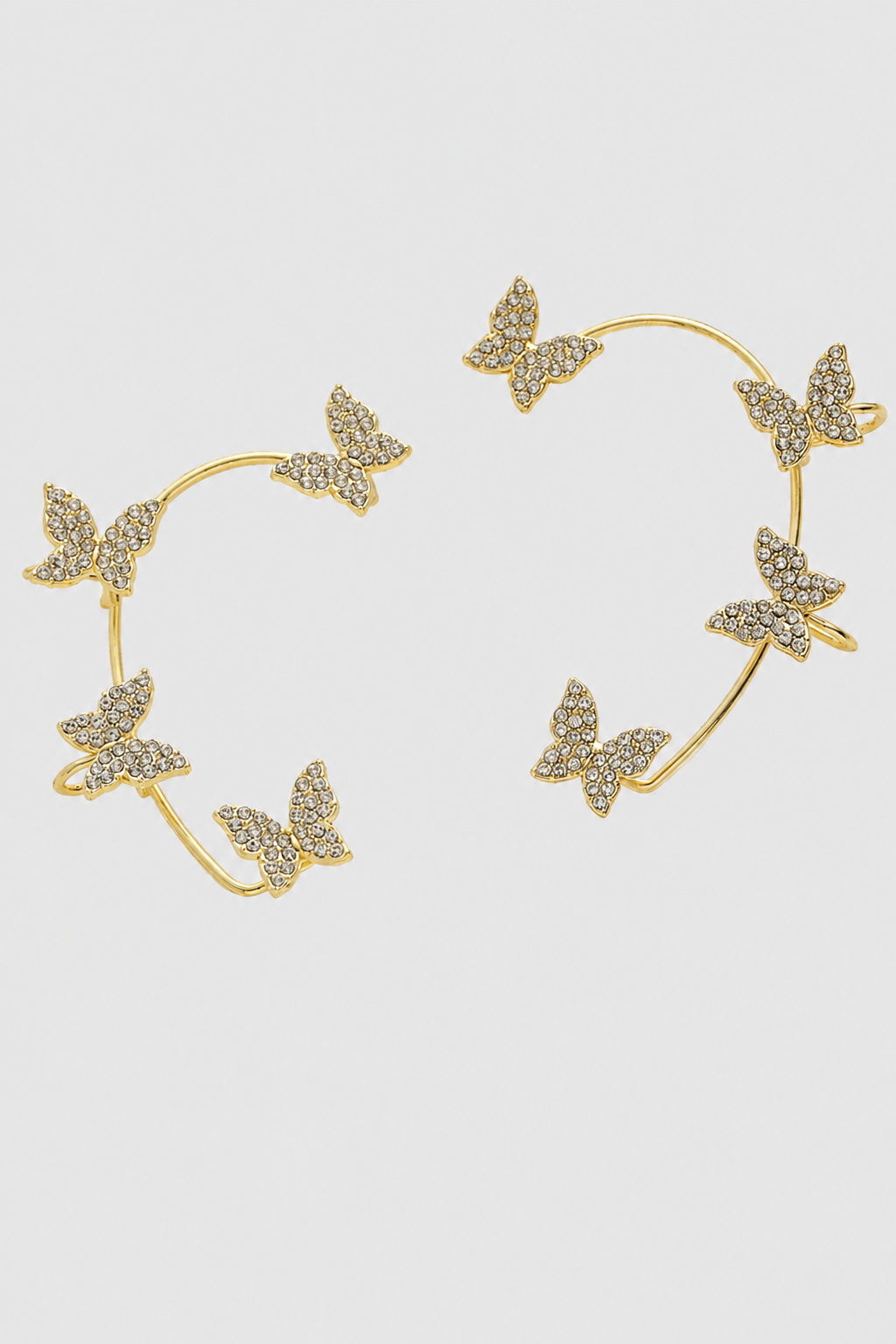 Earrings : Luminous Crystal Butterfly Ear Wrap – Radiant Glow for Every Occasion in Gold van Vandaliamo