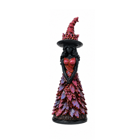 Halloween Decor : Gothic Witch Figurine with Autumn Details - Resin 25cm in Purple van Vandaliamo