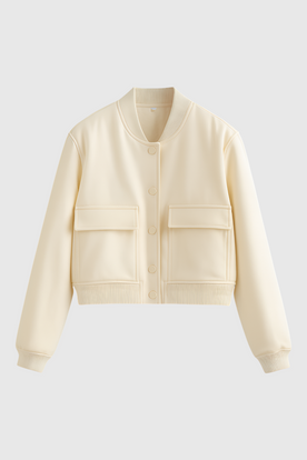 Jacket : Women's Bomber Jacket - Milk White in Melkwit van Vanda Liamo