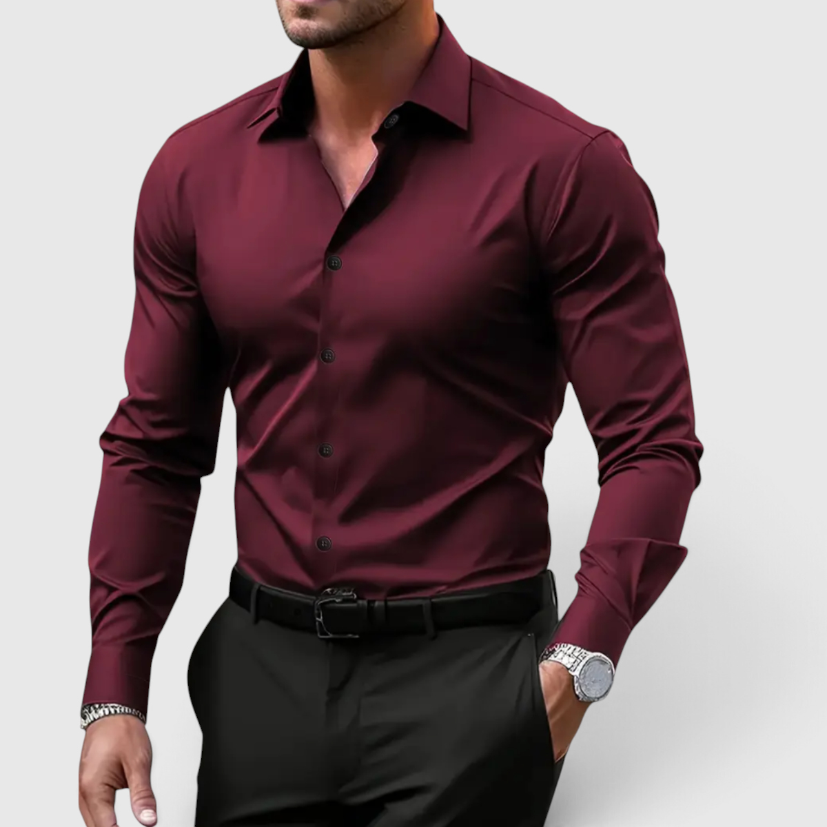 Men's Slim Fit Shirt - Casual Button-Down