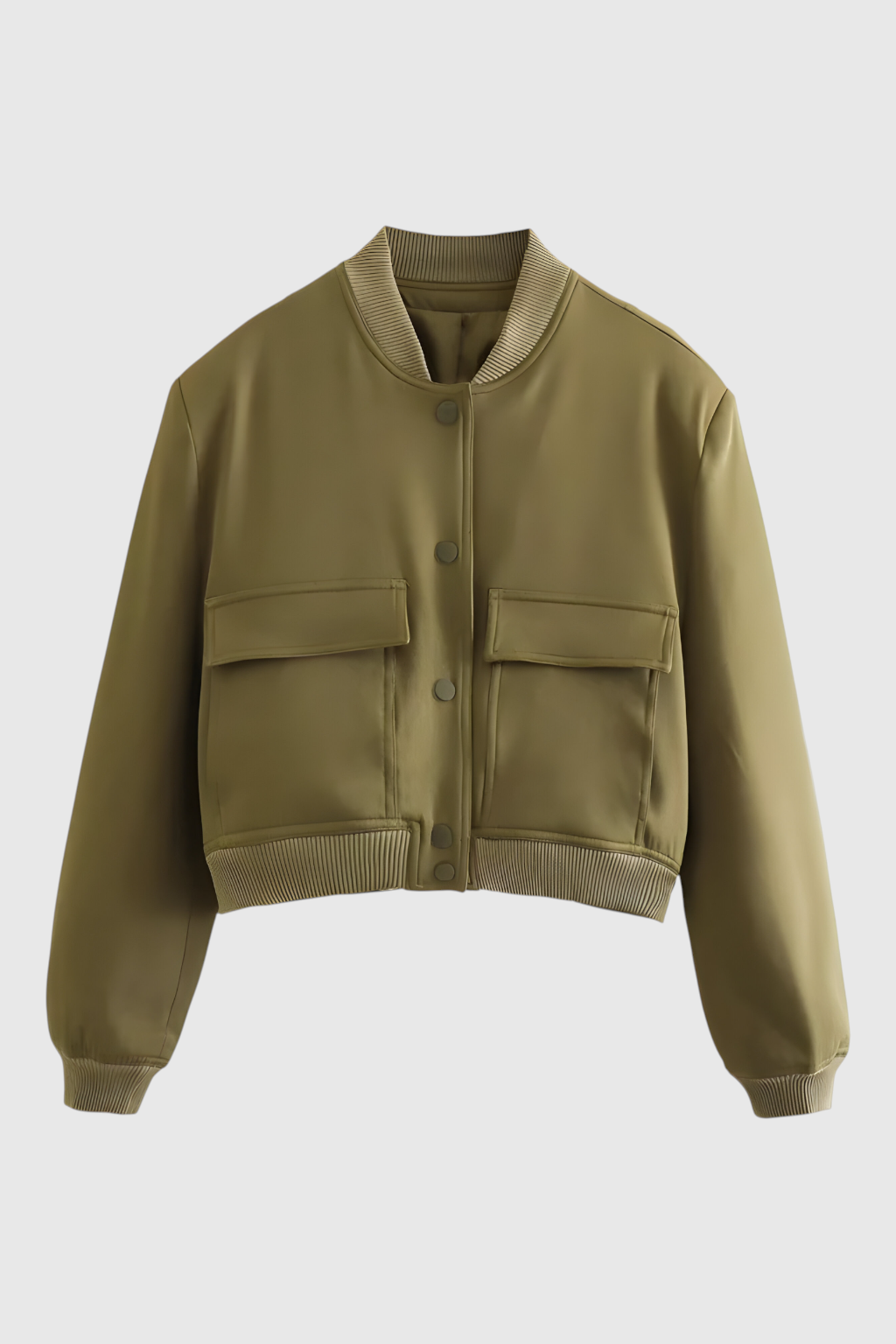 Jacket : Women's Bomber Jacket - Military Green in Militair groen van Vanda Liamo