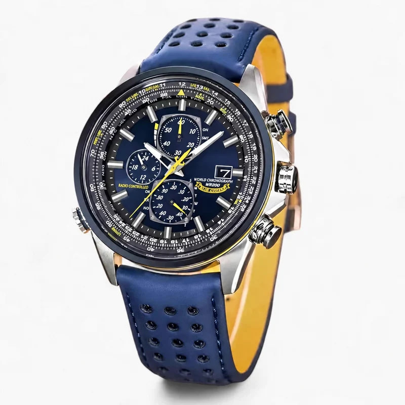 Watch : Men's Chronograph Watch MultiSteel 42mm – Steel Silver, Blue Dial in van Vanda Liamo