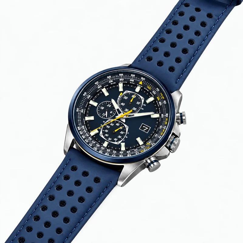 Watch : Men's Chronograph Watch MultiSteel 42mm – Steel Silver, Blue Dial in van Vanda Liamo