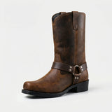 Men's Western Boots with Harness Strap and Metal Details