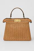 Openwork Braided Handbag – Structured Trapezoidal Silhouette with Polished Turn-Lock Clasp