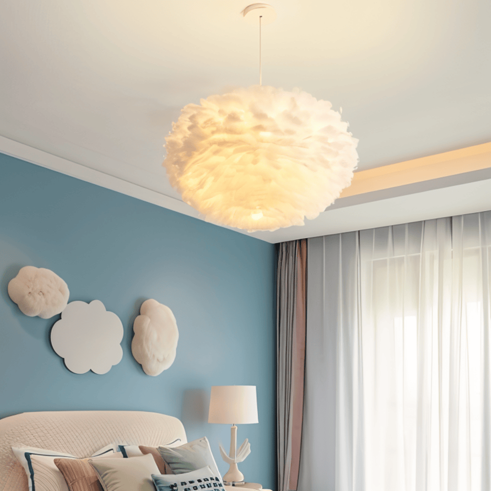 Pendant Light : Feathered Sphere Pendant Lamp in van Vandaliamo