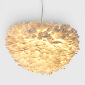 Pendant Light : Feathered Sphere Pendant Lamp in White van Vandaliamo