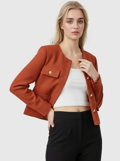 Women's Orange-Red Winter Short Jacket