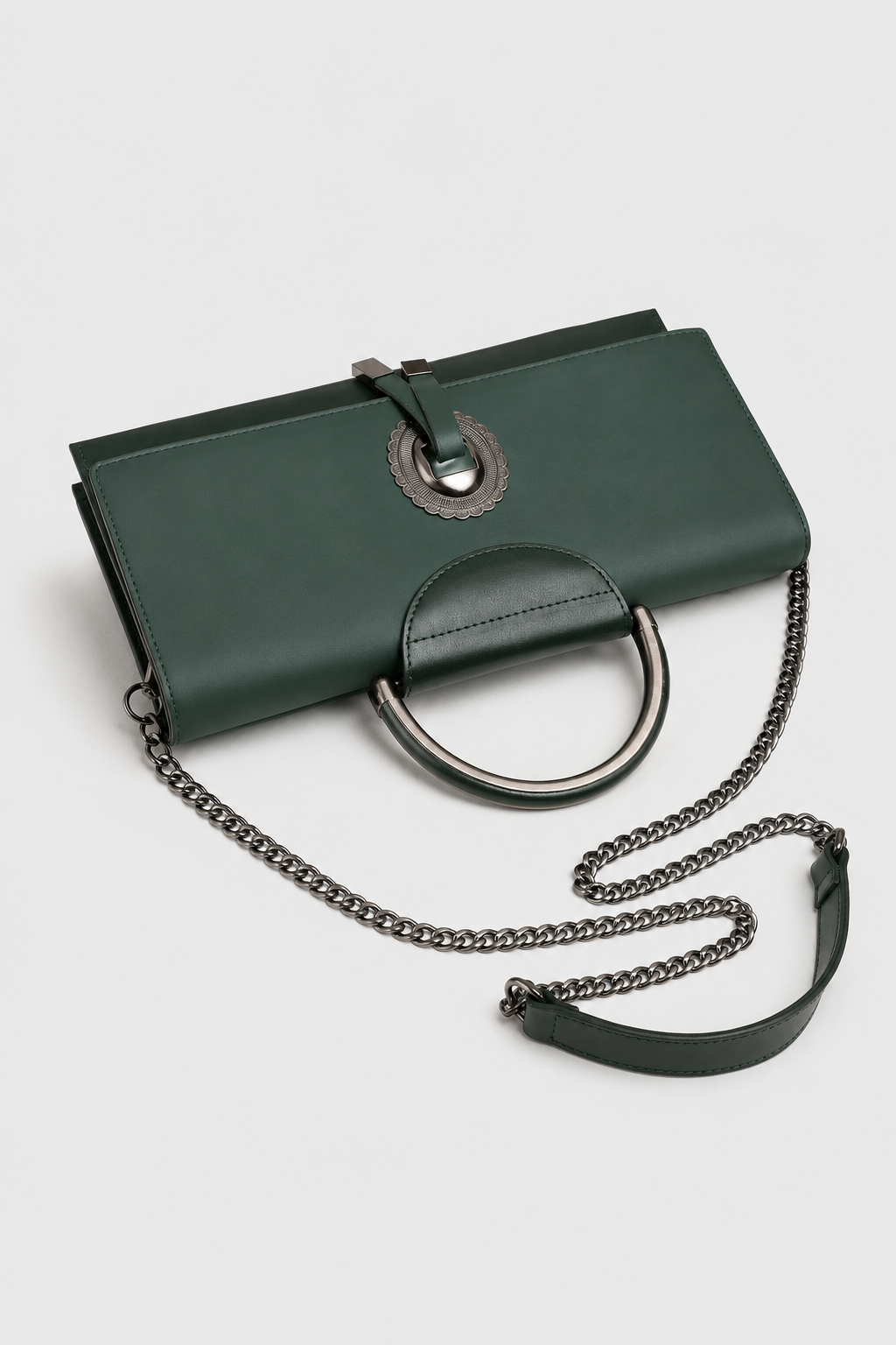 Ornate Medallion Handbag – Structured Silhouette with Sculptural Handle