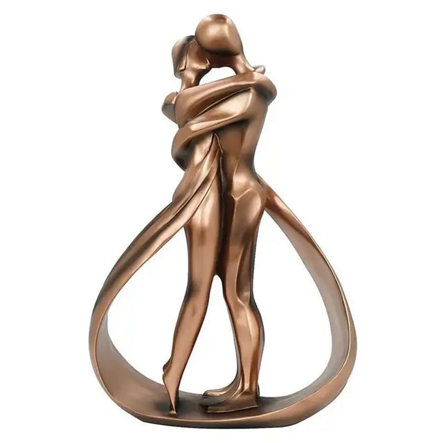 Embracing Couple Sculpture - Bronze-Look Resin Home Decor Statue