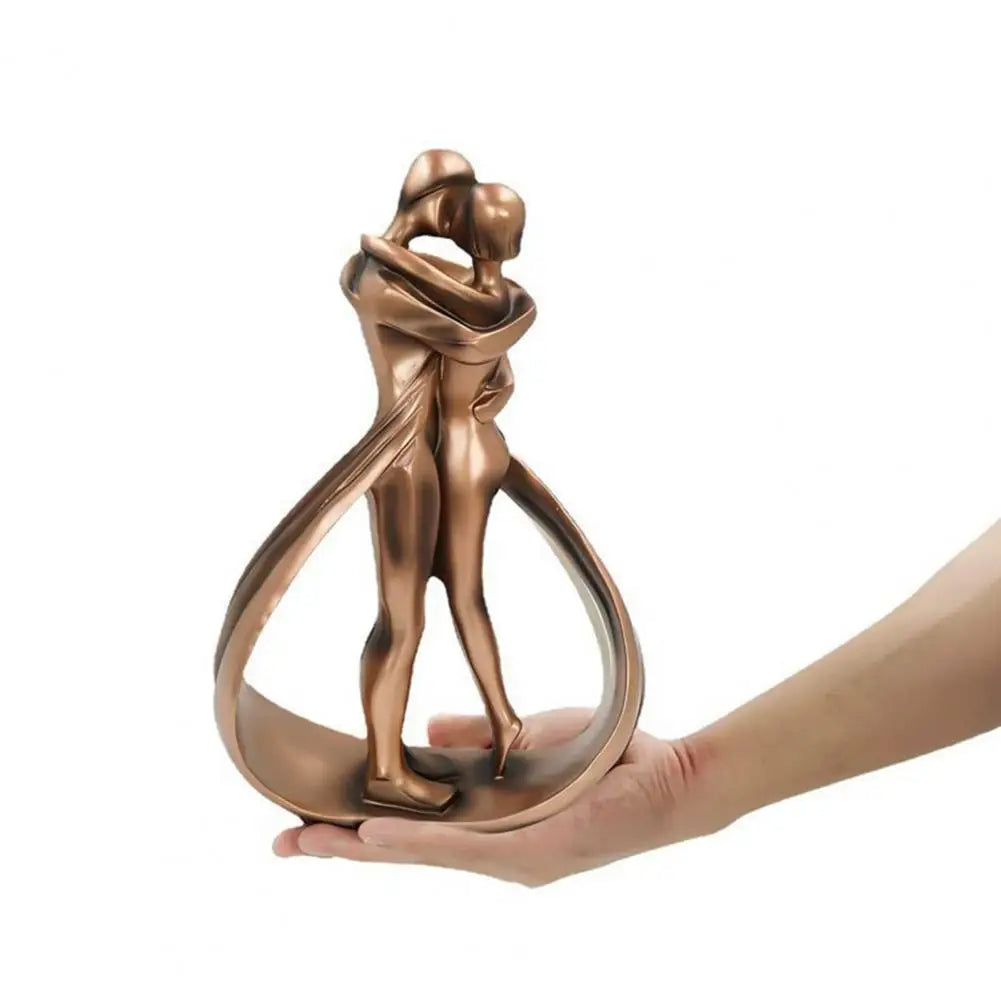 Embracing Couple Sculpture - Bronze-Look Resin Home Decor Statue
