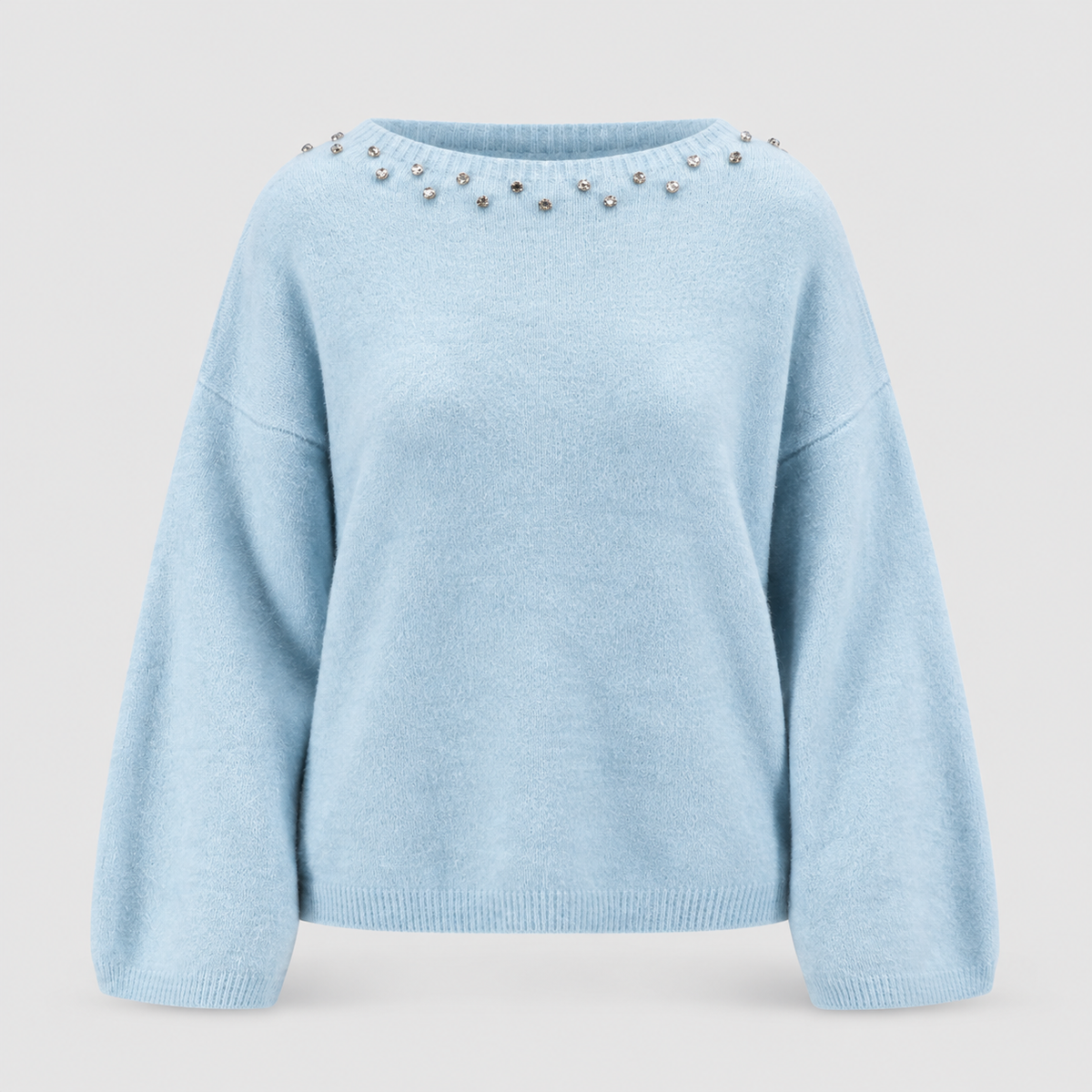 Sweater : Fluffy Sweater with Rhinestone Neckline in van Vandaliamo