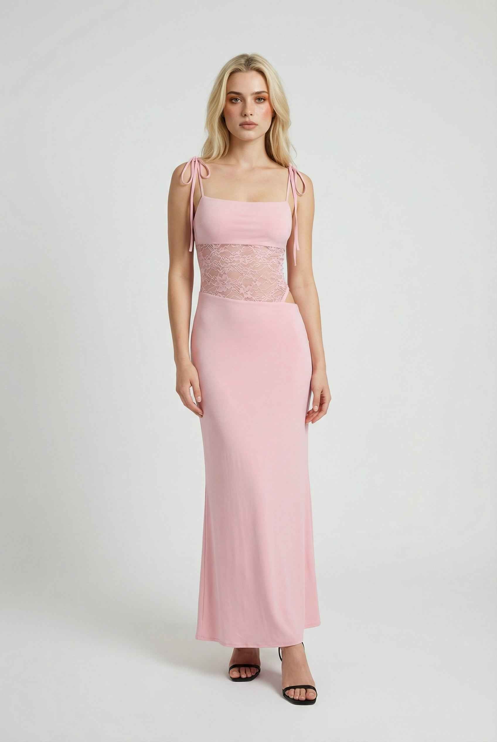 Women's Dresses : Women's Pink Lace Sleeveless Maxi Dress for Special Occasions in van Vanda Liamo