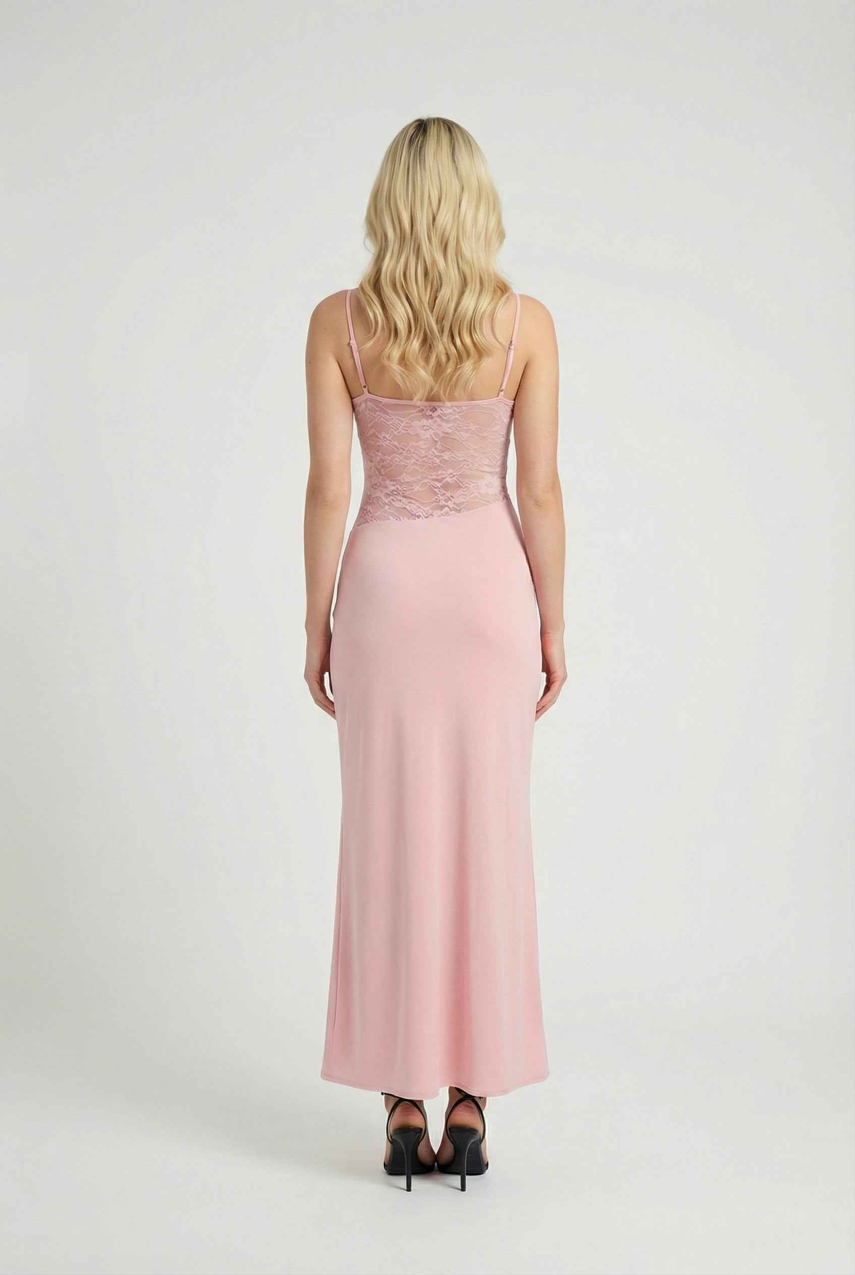 Women's Dresses : Women's Pink Lace Sleeveless Maxi Dress for Special Occasions in van Vanda Liamo