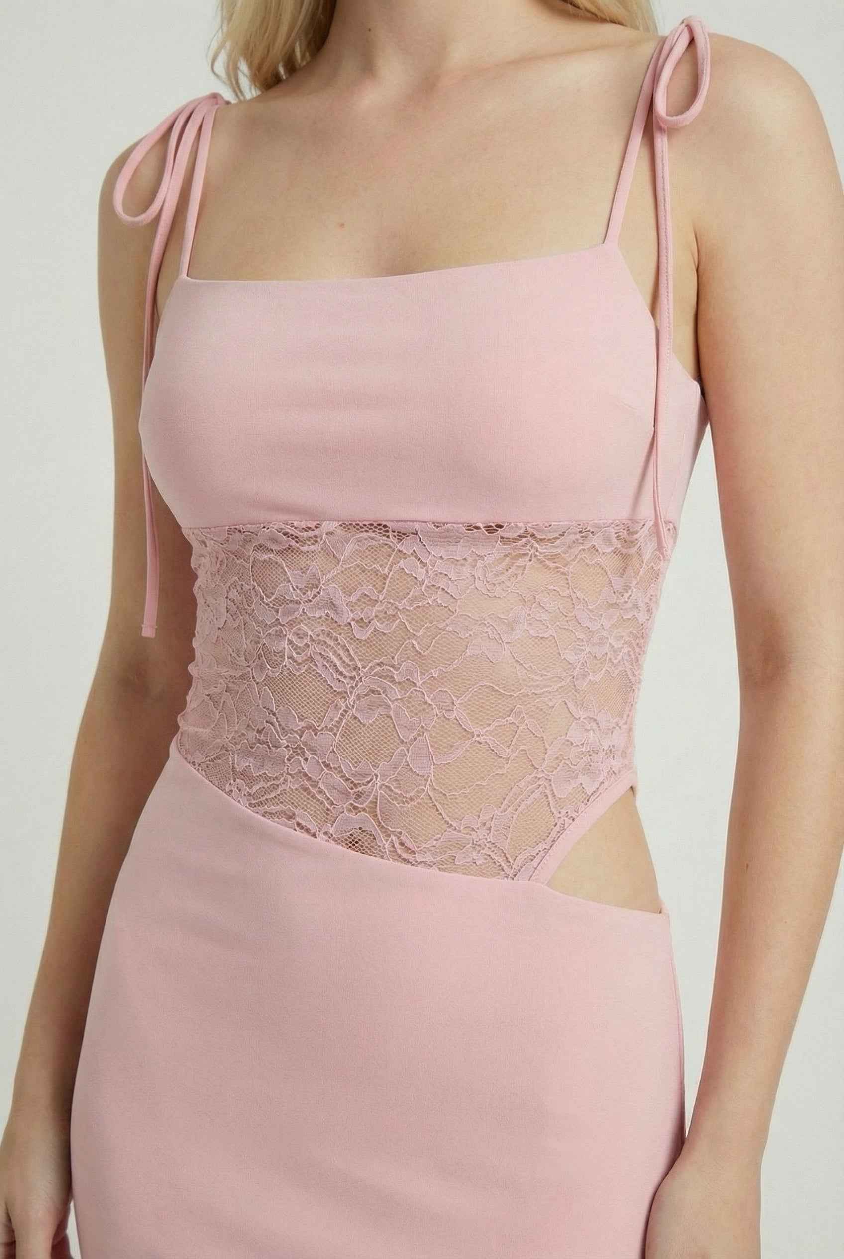 Women's Dresses : Women's Pink Lace Sleeveless Maxi Dress for Special Occasions in van Vanda Liamo