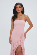 Pink Strapless Dress for Women – Elegant Summer Long Dress