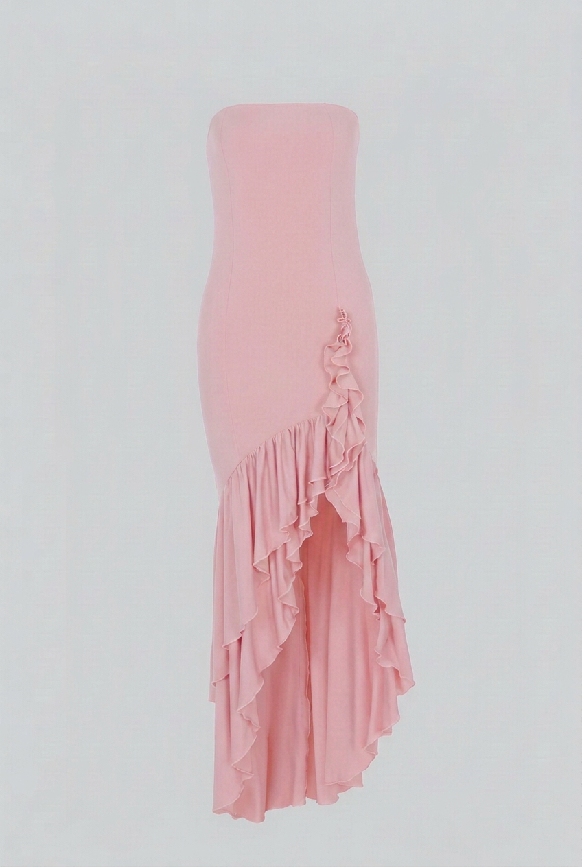 Women’s Dresses : Pink Strapless Dress for Women – Elegant Summer Long Dress in Pink van Vanda Liamo