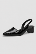 Pointed Toe Black Slingbacks – Low Block Heel Dress Shoes