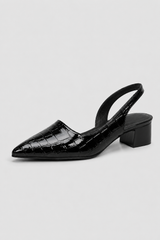 Pointed Toe Black Slingbacks – Low Block Heel Dress Shoes