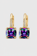 Prism Cushion Gem Huggie Drop Earrings – Vibrant Radiance & Modern Polish
