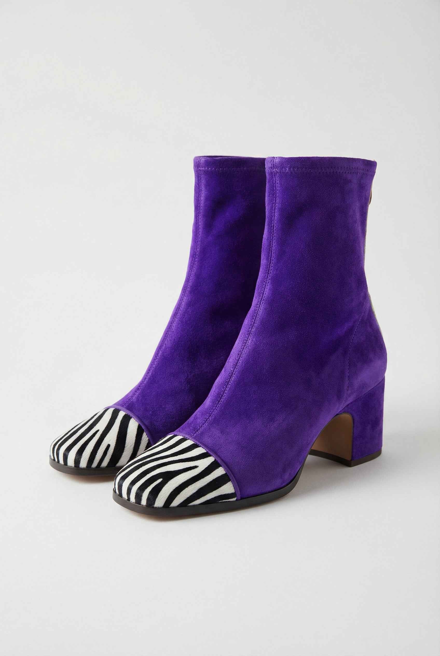 Women's Boots : Women's Purple Faux Leather Retro Mid-Calf Boots - Vintage Style Chunky Heel in Purple van Vanda Liamo