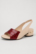 Red Croc Embossed Slingback Sandal – Low Heel Comfort Dress Shoes